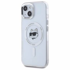 Karl Lagerfeld IML Metalinė Choupette galva MagSafe dėklas iPhone 15 Plus - baltas