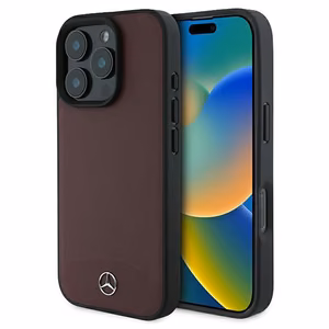 Кожаный чехол Mercedes Textured And Plain MagSafe для iPhone 16 Pro - красный