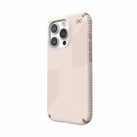 Speck Presidio2 Grip - iPhone 15 Pro dėklas (Bleached Bone / Heirloom auksinis / Hazel rudas)