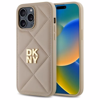 DKNY Quilted Stack Logo dėklas telefonui iPhone 14 Pro Max - smėlio spalvos