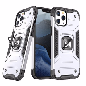 Wozinsky Ring Armor dėklas telefonui iPhone 14 Pro Max šarvuotas dangtelis magnetinis laikiklis žiedas sidabrinis