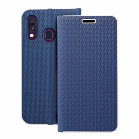 Dėklas telefonui LUNA Book Carbon SAMSUNG A40 mėlynas