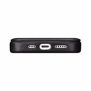 iCarer CE Oil Wax Premium odinis folio dėklas iPhone 14 Plus Magnetinis atverčiamas dėklas su MagSafe Juodas (AKI14220707-BK)