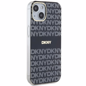 DKNY IML Mono ir juostelės Magnetinis dėklas iPhone 15 Plus / 14 Plus - juoda