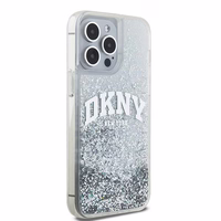 DKNY skystojo blizgučio didelio logotipo dėklas telefonui iPhone 15 Pro - baltas