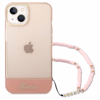 Guess GUHCP14MHGCOHP iPhone 14 Plus 6.7 "rožinis/rožinis kietas dėklas Translucent Pearl Strap