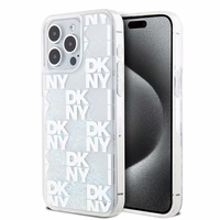 DKNY Skystas blizgučių daugialogotipis dėklas telefonui iPhone 15 Pro Max - balta