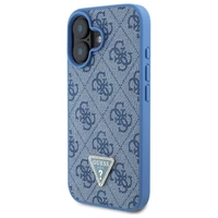 Guess Odinis Crossbody dėklas telefonui iPhone 16 su metaliniu logotipu ir Strass - mėlynas