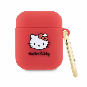 Hello Kitty Silikoninis 3D Kitty galvos dėklas AirPods 1/2 - Fuksija