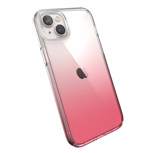 Speck Presidio Perfect-Clear + Ombre case for iPhone 15 Plus / 14 Plus, with Microban antimicrobial protection, Clear / Vintage Rose Fade