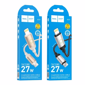 Kabelis (m) USB-C į Lightning Hoco PD 27W 1 m X117 - juodas (m)