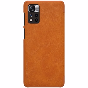Nillkin Qin dėklas telefonui Xiaomi Redmi Note 11 Pro+ (Kinija) / Redmi Note 11 Pro (Kinija) / Mi11i HyperCharge apsauginis kameros dėklas su stovu rudas