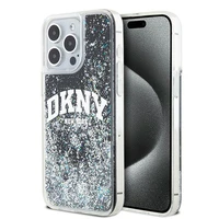 DKNY dėklas telefonui iPhone 15 Pro Max 6,7" DKHCP15XLBNAEK juodas HC skysti blizgučiai su arkinis logotipas