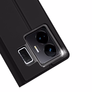 Dux Ducis Skin Pro dėklas Realme GT Neo 5 / Realme GT3 Flip kortelių piniginė stovas juoda