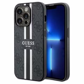 Guess 4G Printed Stripes Magnetinis dėklas telefonui iPhone 15 Pro Max - juoda