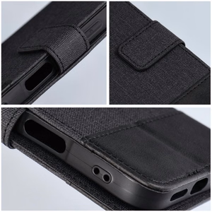 GOMMA knygos tipo dėklas telefonui Xiaomi Redmi Note 14 4G (GLOBAL - 164,84mm x 78,15mm x 8,16mm) juodas