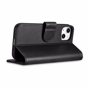 Чехол iCarer Wallet 2in1 для iPhone 14 Plus Anti-RFID кожаный с откидной крышкой чёрный