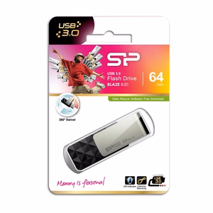 Silicon Power Blaze B30 64 GB A tipo USB 3.0 (3.1 Gen 1) atmintinė Juoda
