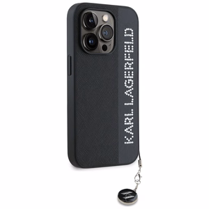 Чехол Karl Lagerfeld Saffiano Rhinestones & Charm для iPhone 15 Pro Max - чёрный