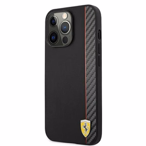 Ferrari FESAXHCP13XBK iPhone 13 Pro Max 6,7" juodas/juodas hardcase On Track Carbon Stripe