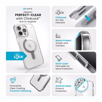 Speck Presidio Perfect-Clear ClickLock & MagSafe - iPhone 16 Pro Max dėklas (Clear / Chrome Finish / Serene sidabrinis)
