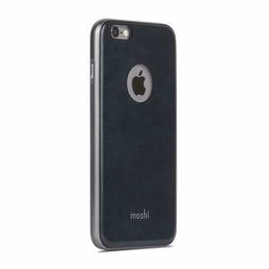 Moshi iGlaze Napa hibridinis dėklas veganiškos odos nugarėle, skirtas iPhone 6s Plus / 6 Plus, „Midnight Blue“ spalvos