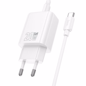 Įkroviklis Hoco USB-C QC PD 20W + kabelis USB-C į Lightning N60 baltas
