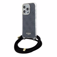 Guess Crossbody Cord 4G Print dėklas telefonui iPhone 15 Pro – juodas