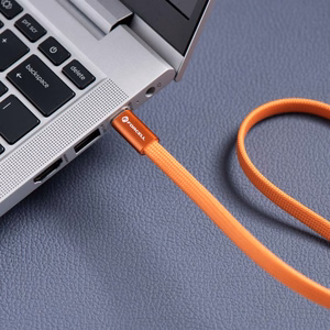 Laidas USB C į USB C Forcell F-Energy QC4.0 PD 3A 60W Cafule Flat 1,2 m CCFN23 oranžinis