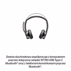 HP Poly Voyager Focus 2-M USB-C-C ausinės USB-C/A adapteris įkrovimo stovas