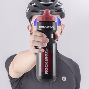 Rockbros 750 ml dviračio gertuvė - skaidri juoda su raudonu antgaliu