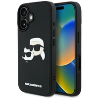Karl Lagerfeld HC 3D guminis dvigubų galvų iPhone 16 dėklas - juodas