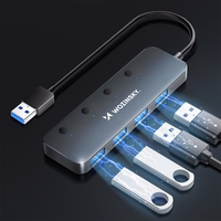 USB-A Hub Wozinsky WHS080YSS 4 x USB-A 3.0 su atskirais jungikliais, aliuminis, su 30 cm laidu - pilkas