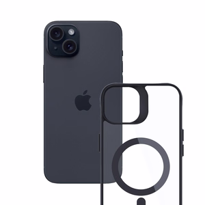 3mk Satin Armor Magnetinis dėklas telefonui su MagSafe iPhone 15 - permatomas su juodu rėmeliu