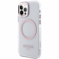 Guess GUHMP12MHTRMP iPhone 12/12 Pro 6.1" rožinis/rožinis hard dėklas Metal Outline Magsafe