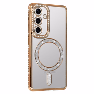 Bling Magnetinis dėklas telefonui Samsung Galaxy S25 auksinis