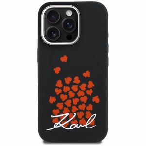 Karl Lagerfeld silikoninis dėklas su širdies logotipu MagSafe iPhone 16 Pro - juodas
