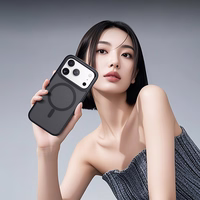 Rock Guard Touch Matte Serijos Magnetinė Dėklas ant Iphone 17 Pro - juodas (metalinis objektyvo rėmas)