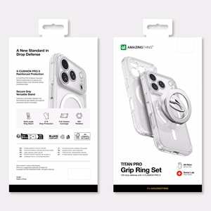 AmazingThing Titan Pro Lens Ring Set dėklas, skirtas iPhone 18 Pro, su kameros apsauga ir magnetiniu žiedu, suderinamas su MagSafe – spalva: skaidri