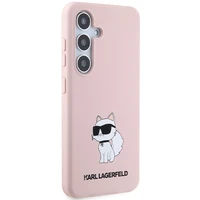 Karl Lagerfeld silikoninis Choupette dėklas telefonui Samsung Galaxy S24+ - rožinis