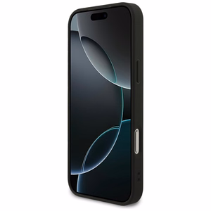 Guess PU Fixed Glitter 4G Metal Logo dėklas Apple iPhone 18 Pro Max, juodas