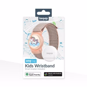Поисковая метка Beeep OneTag с детским браслетом на застёжке Velcro, Unicorn, Apple Find My / Android