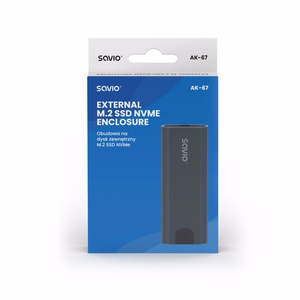 Savio M.2 SSD NVMe išorinis disko korpusas, USB-C 3.1, AK-67, pilkas