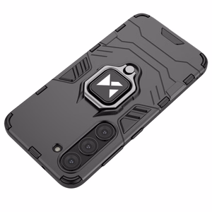 Wozinsky Ring Armor dėklas telefonui Samsung Galaxy S23 šarvuotas dėklas su magnetiniu laikikliu ir žiedu juodas