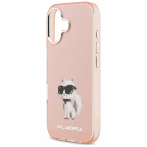 Karl Lagerfeld IML Aquarelle Choupette & Logo MagSafe case for iPhone 17 pink
