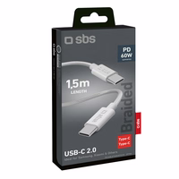 SBS TECABLETISSUETCCG USB-C - USB-C 1,5 m 60W pintas kabelis - pilkas