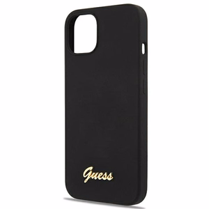 Guess GUHMP13MLSLMGBK iPhone 13 6.1" чёрный/чёрный жёсткий чехол Silicone Script Gold Logo Magsafe