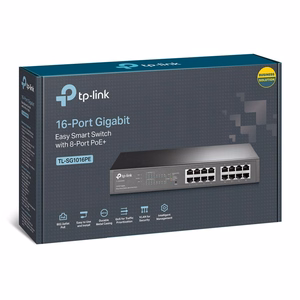 TP-Link TL-SG1016PE tinklo komutatorius Valdomas L2 Gigabit Ethernet (10/100/1000) Maitinimas per Eternetą (PoE) Juoda