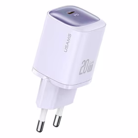 USAMS Tinklo įkroviklis CC248 20W GaN USB-C Fast Charging HC Series violetinis CC248TC03