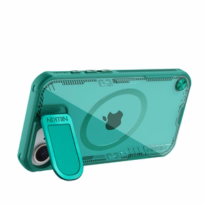 Магнитный чехол Nillkin Iceblade Prop с крышкой камеры и подставкой для iPhone 16e / 17e - зелёный